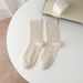 Women's & Men's Cotton Mid-Crew Socks With Soft Breathable Fabric, Solid Color & Starry Dot Design, Double Needle Stitching For All Seasons_vogvips.com