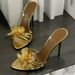 Spring/Summer Ultra High Heel Sandals - Metallic Flower Stiletto Open-Toe Mules For Women, Elegant & Sexy_vogvips.com