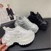 Rhinestone Encrusted Lace Up Platform Chunky Sneakers For Women, Perfect For Petite Women, Perfect For Height Increase, Casual Sportswear._vogvips.com