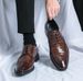 Men's Brogue Woven Patent Leather Oxford Shoes Formal Business Dress Lace-up Footwear_vogvips.com