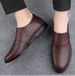 Men's Shoes Foot Cover Dress Leather Shoes Men's Leather Round Head Shallow Mouth Casual Leather Shoes_vogvips.com