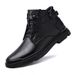 First Layer Cotton Tooling Boots High Top Leather Shoes Leather Splicing Lace Up_vogvips.com