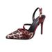 Women's Leopard Print Patchwork Stiletto Heels, Sexy Pointed Toe, Back Strap, Fashionable Ultra-high Heel Sandals For_vogvips.com