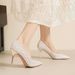 6681J Elegant Pointed Toe Shimmering High Heels, Shallow Heel Bridal Shoes, French Evening Style, High-End Single Shoes_vogvips.com
