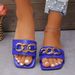 New Line Metal Chain Women's Slippers Flat Flat Square Head Sandals_vogvips.com