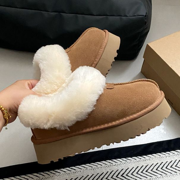Women's Winter Snow Boots Slip-On Platform Sole Fur Lined Warm Ankle Boots Casual Comfortable Shoes_vogvips.com