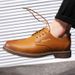 Men's shoes plus velvet cowhide trend low top casual shoes black inner height enhancement business Men's leather shoes_vogvips.com