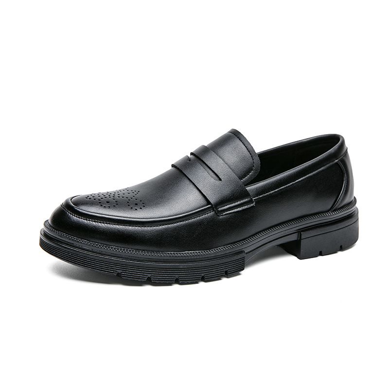 Large Size Low-top Fashion Casual Leather British Style Men's Thick-soled Slip-on Lazy Business Shoes 2886_vogvips.com