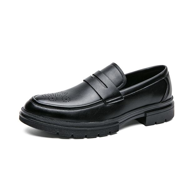 Large Size Low-top Fashion Casual Leather British Style Men's Thick-soled Slip-on Lazy Business Shoes 2886_vogvips.com