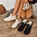 Cross-Border Plus Size Flat Warm Fleece-Lined Snow Boots 2024 New Solid Color Round Toe Slip-On Cotton Shoes For Foreign_vogvips.com