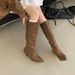 Autumn Winter New Style Woven Pointed Toe Thin Tube Over-the-Knee Long Fashion Versatile High Heel Short Boots For Women_vogvips.com