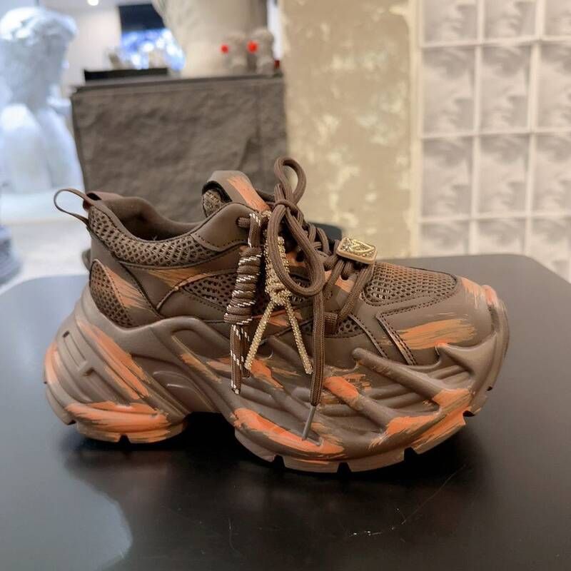 European Spring/Summer New Fashion Thick-Soled Height-Increasing Dad Shoes For Couples, Vintage Distressed Casual_vogvips.com