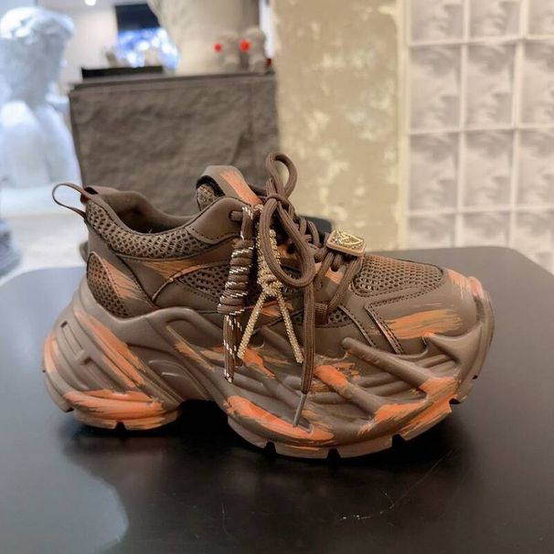 European Spring/Summer New Fashion Thick-Soled Height-Increasing Dad Shoes For Couples, Vintage Distressed Casual_vogvips.com
