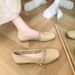 Shallow Mouth Flat-soled Single Shoes Women's Quarter Square Head Low Heel Evening Breeze Gentle Lady Mary Jane Shoes_vogvips.com