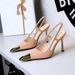High Heels Stiletto Leopard Print Back Empty Metal Pointed Back Strap High Heels Single Shoes Women's Shoes_vogvips.com
