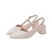 Style Pointed Toe Chunky Single Shoes 2024 One Strap Open Back Mid Heel Sandals For Women Summer Versatile_vogvips.com