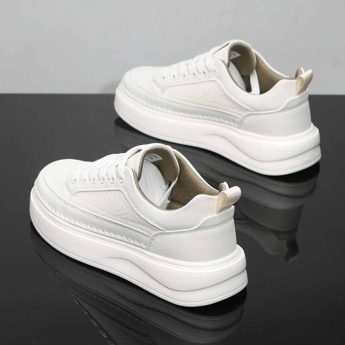 Men's Breathable Casual Shoes White Sporty Sneakers Thick Soled Height Increasing Versatile Spring Summer New_vogvips.com