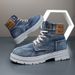 Men's Shoes Large Size 48 Men's Shoes New High Top Sneakers Denim Casual Versatile Workwear Martin Trendy Shoes_vogvips.com