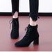 High 2025 Autumn Winter New British Style Chunky Heel Short Versatile Trendy Women's Bare With Fleece Lining Martin_vogvips.com