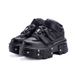 Women's Heavy Metal Thick Soled Low Top Punk Leather Shoes Dark Black Motorcycle Style_vogvips.com