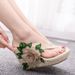 Women's Shoes Waterproof Wedge Sandals Beach Flip Flops Platform Thick Soled Embroidered Slippers Sandals_vogvips.com