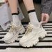 Women's Dad Sneakers 2022 Autumn Winter New Platform Fashionable Comfortable Thick Sole Hidden Wedge Casual White Shoes_vogvips.com