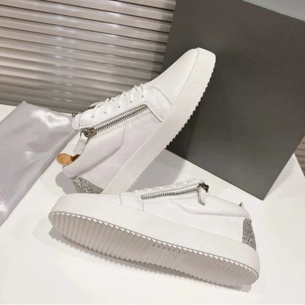 In Stock GZ94 Low High Top Shoes Cross-Border Zipper Women's Flat Round Toe Genuine Leather Comfortable Casual Sneakers_vogvips.com