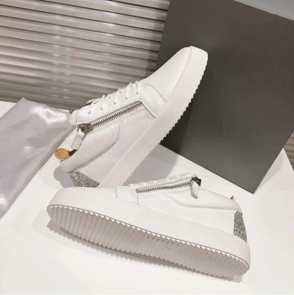 In Stock GZ94 Low High Top Shoes Cross-Border Zipper Women's Flat Round Toe Genuine Leather Comfortable Casual Sneakers_vogvips.com