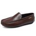 Suitable For All Seasons 2024 New Soft Sole Breathable Lazy Loafers Korean Style Slip-On Business Casual Leather Shoes Men_vogvips.com