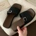 Square-Buckle Woven Strap For Men And Women: Outdoor, Non-Slip, Versatile, Thick-Soled Summer Beach Sandals_vogvips.com