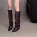 Chunky Heel Pointed Toe Women 2025 New Autumn Winter Black Slouch Long Tube Riding Boots_vogvips.com