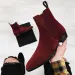 Chelsea Boots Men Handmade Business Black Red Slip On Flock Pu Cowboy Boots Sapato Masculino Men Boots_vogvips.com