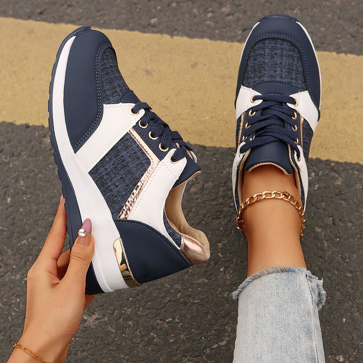 Women's Plus Size Athletic Sneakers – Lightweight Thick-Soled Casual Shoes For Walking & Everyday Wear_vogvips.com