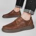 Inner Height-increasing Men's Shoes Casual Single Shoes Men's Board Shoes Genuine Leather Men's Low-top Men's Lace-up Leather Shoes_vogvips.com