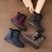 2023 Mid-Calf Women's Cotton Thick Plush Elastic Band Boots Slip-On Anti-Slip Buckle Snow Shoes Size 43 Warm Style_vogvips.com