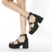 Women’s Shoes New Open Toe Metal Ring Hollow High Heeled Sandals Thick Soled Roman Shoes Trendy Height Enhancing Women's Shoes_vogvips.com