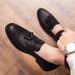 Euro Step Brogue Carved Slip-On Loafers Men's British Korean Style Trendy Club Hairstylist Pointed Leather Shoes_vogvips.com