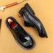 Casual leather shoes for men wide foot English bright face big head layer cowhide Derby shoes for men_vogvips.com