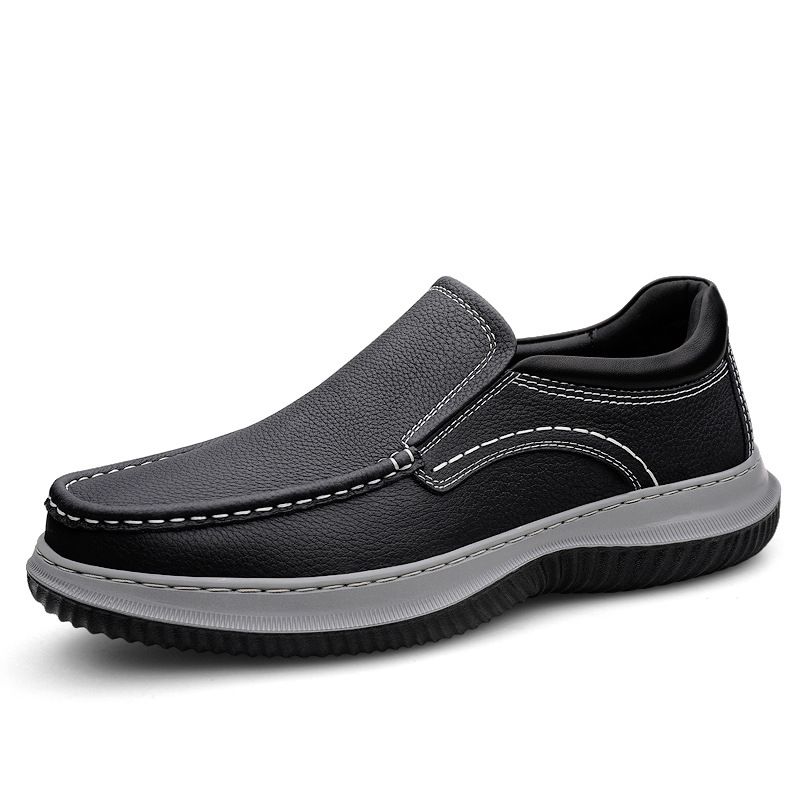 Men's Shoes Slip-on Casual Shoes Rubber Soft Sole Soft Leather Men's Casual Leather Shoes Dad Shoes_vogvips.com