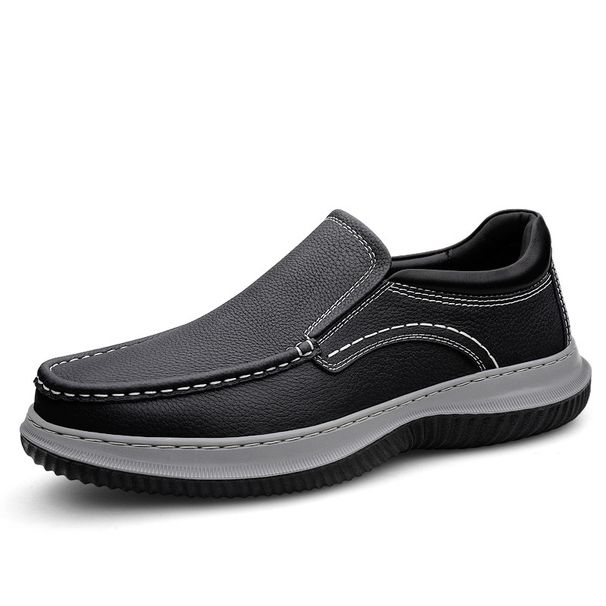 Men's Shoes Slip-on Casual Shoes Rubber Soft Sole Soft Leather Men's Casual Leather Shoes Dad Shoes_vogvips.com