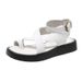 New Large Size Thick Sole Casual Toe Toe Round Toe Beach Shoes Ring Buckle Strap Sandals For Women_vogvips.com