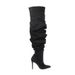 2024 New Foreign Trade Cross-Border Wasteland Pointed Toe Stiletto High Heel Side Zipper Pleated Plus Size Long Slouch_vogvips.com