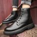 Men's Classic British Style High Top Leather Boots Winter Snow Boots Thick Sole Work Boots For Men & Women_vogvips.com