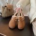 Women's Winter Fleece Lined Slip-On Snow Boots - Comfortable Low Heel Round Toe Casual Shoes With Buckle Closure_vogvips.com