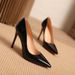 2025 Summer New Pointed Toe Comfortable Elegant Patent Leather Nude Color Red Sole High Heels Women's Stiletto Shallow_vogvips.com