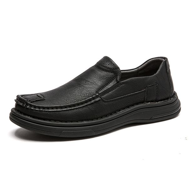 Euro Step Large Size For Middle-aged And Elderly, Slip-on Soft Sole Loafers, Men's Casual Leather Shoes_vogvips.com