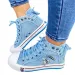 Women New Denim Flat-heel Round Toe Lace-up Skull Metal Decoration High-top Comfortable Fashion Classic Platform Casual_vogvips.com