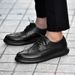 Euro Step First Layer Cowhide Men Genuine Business Brogue British Wedding Leather Soft Sole Formal Derby Men's Shoes_vogvips.com