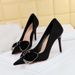 18249-H31 Style Banquet Women's High Slim Heels Shallow Mouth Pointed Silk Diamond Bow Single Shoes_vogvips.com