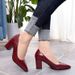 High Heels Women 2023 New Spring European And American Pointed Toe Shallow Mouth Single Women's Chunky Mid Heel Fashion_vogvips.com